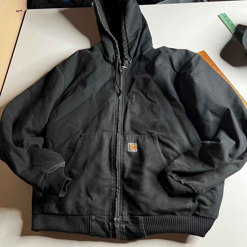 Carhartt J140 BLK Duck Active‎ Jacket Mens XL Quilted Flannel Lined USA Made